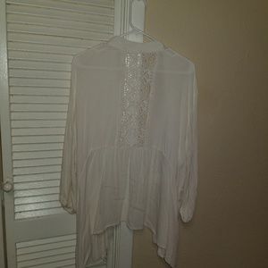 Off-white duster with lace detail